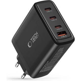 Tech-Protect NC100W-GAN 4-Ports Netværksoplader 100W - 3xUSB-C, USB-A - Sort