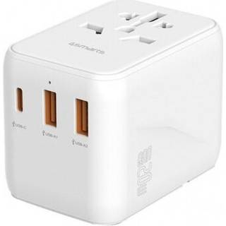 4smarts World Rejseadapter m. 2 x USB-A, 1 x USB-C & 1 x AC Stikkontakt - Hvid