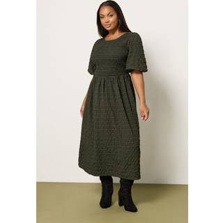 Yours Curve Yours Curve Green Textured Shirred Check Dress - 54