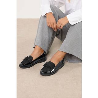 Yours Curve Yours Curve Black Extra Wide Fit Bow Patent Loafers