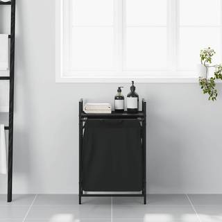 Vasketøjskurv 1 Rum Med Hylde Sort Egetræsfarve