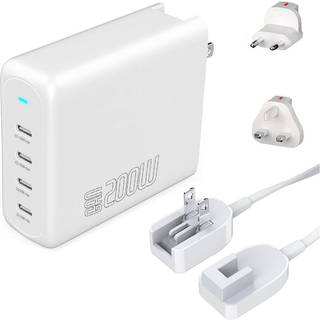 4smarts - GaN Flex Pro Rejseoplader 200W - 4x USB-C - Hvid