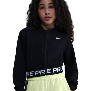 Nike Pro Fleece Dri-FIT-hættetrøje med fuld lynlås til større børn (piger) - sort - XS