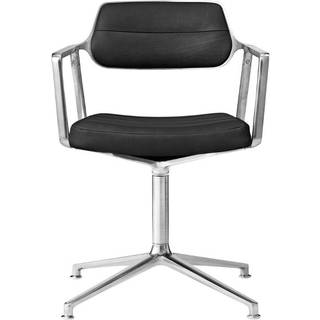 Vipp 453 Swivel Drejestol med Gulvglidere Aluminium/Sort Læder