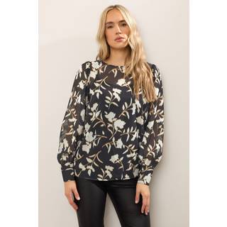 Lts Tall Black Blurred Floral Sheer Blouse 12 Lts | Tall Women's Shirts & Blouses