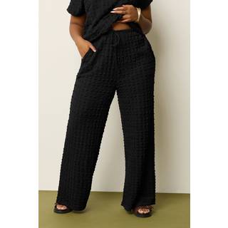 Yours Curve Yours Curve Black Wide Fit Bubble Texture Wide Leg Trousers
