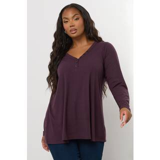 Yours Curve Yours Curve Purple Henley Ribbed Swing Blouse