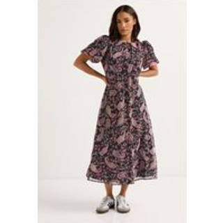 PixieGirl Petite PixieGirl Petite Pink Paisley Chiffon Bow Back Midi Dress