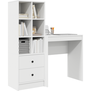 Skrivebord Med Opbevaring Med Skuffe 2 Dele Hvid 70 X 40 X 76 Cm