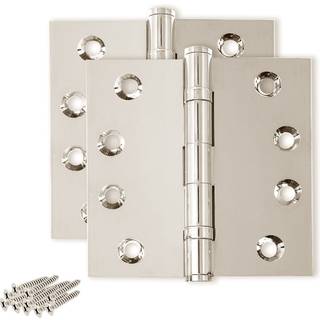 Finsbury hardware solid messing dør hængsel kraftig kugle bærer skinnende sølv 4x4 tommer - sæt med 2 hængsler (poleret nikkel)