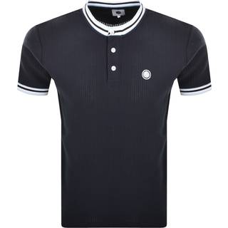 Pretty Green Cressa Tipped Grandad T Shirt Navy