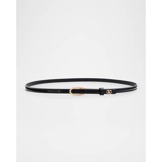 Valentino Garavani VLogo embellished leather belt - black - 85CM