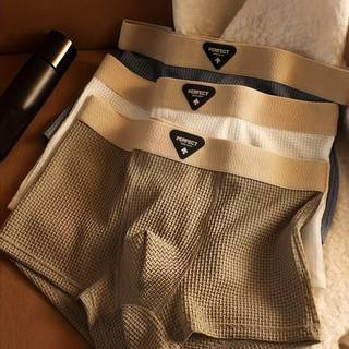 TEMU 3pcs Men's Boxer Briefs - Ice Fiber Fabric, Medium Stretch, Solid Color (coffee, Gray, White) - Comfortable & Breathable For Daily & Casual Wear, Everyday Underwear, , Smooth Texture