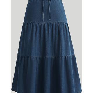 TEMU Drawstring Long Skirt With Large Flare Jeans