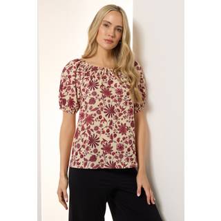 Lts Tall Coral Red Floral Print Tie Front Top 12 Lts | Tall Women's Day Tops