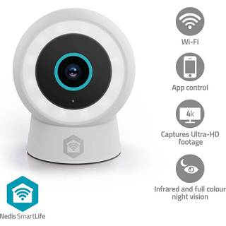 Nedis - SmartLife udendørskamera | Wi-Fi | Spotlight | 4K / 3840x2160 | IP65 | Cloud Storage (mulighed) / microSD (ikke inkluderet) / Onvif | 5 V DC | Med bevægelsessensor | Nattesyn | Sort - WIFICO41CBK