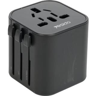 Yesido Universal Rejseadapter til US/EU/UK/AU - Sort