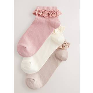 Next Pink Broderie Trim Trainer Socks 3 Pack