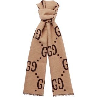 Gucci - Logo-Jacquard Wool and Silk-Blend Scarf - Men - Brown