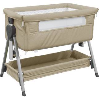 babyseng med madras linnedstof gråbrun