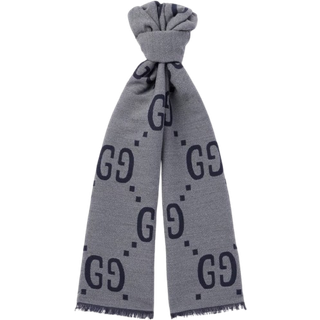 Gucci - Logo-Jacquard Wool and Silk-Blend Scarf - Men - Gray