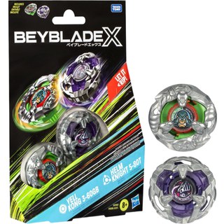 Hasbro Beyblade X Yell Kong 3-60GB and Helm Knight 5-80T Top Dual Pack Set
