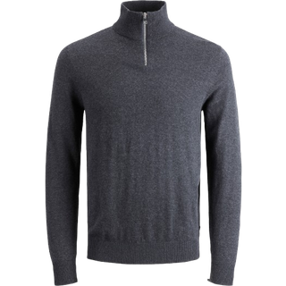 Jack & Jones EMIL KNIT HALF ZIP Dark Grey Melange