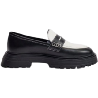 Mens PU Slip On Contrast Chunky Loafer In Black