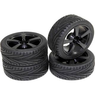 Absima - 2510006 - 1/10 Onroad dæk limet på sorte fælge - 4 stk