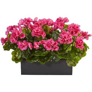 Næsten naturlig geraniumsilkeplante i rektangulær planter UV -resistent (indendørs/udendørs)