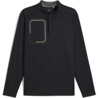 Men&#39;s Puma CLOUDSPUN Tech Quarter Zip Golf Top, Black, Size XXL, Clothing - Black - XXL
