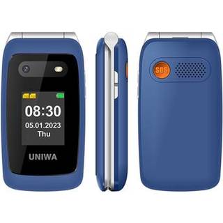 UNIWA V202T 4G Flip-mobiltelefon til ældre - dansk, finsk, svensk, engelsk sprog - Blå