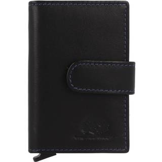 Karten Portemonnaie Herren Damen (schwarz-blau) RFID mit Münzfach "Royal Nappa" Kartenetui Cardholder Kartenportemonnaie GREENBURRY 1138