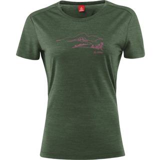 Löffler Women's Printshirt Country Merino-Tencel Merino-shirt Damer størrelse 46 farve green