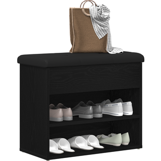 Sko bænk med opbevaring Sort 60 x 30 x 48 cm Konstrueret træ