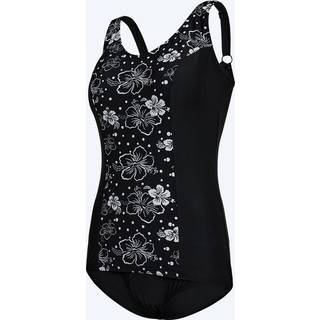 Watery badedragt plus size til damer m. blomster - Vale - Sort/hvid - Badedragter