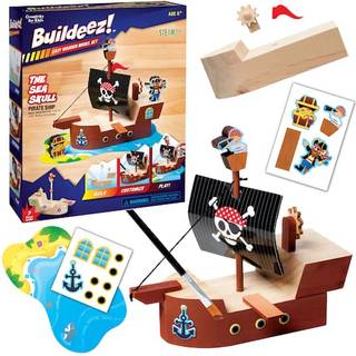 Kreativitet til b?rn Buildeez! Easy Wooden Model Set: Pirate Ship Sea Skull - DIY Arts & Crafts Kit Stem Leget?j og gave til b?rneb?dleget?j til