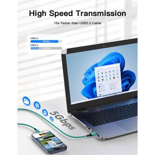 LindeCables USB-C til USB-A 3.2 Gen.1 Premium kabel - 1 m Grøn Standard: USB-C til USB-A 3.2 Gen.1 Datahastighed: Op til 5 Gbps Længde: 1 meter Design: Premium kvalitet med høj holdbarhed.