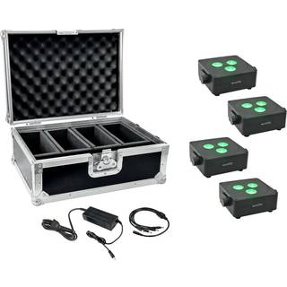 Eurolite Set 4x AKKU IP Flat Light 3 bk + Charger + Case TILBUD NU