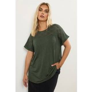 Yours Curve Yours Curve Lace Yolk Slub T-shirt