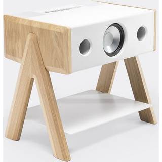 La Boite concept Audio - 'Cube' speaker, white and oak in multicolor corian - oak wood