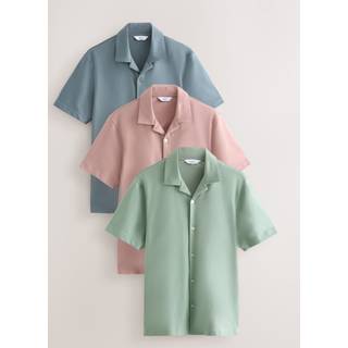 Next Pink/Blue/Sage Green Short Sleeve Pique Shirts 3 Pack
