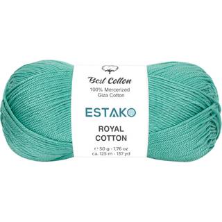 Estako Royal Cotton 100% merceriseret Giza Cotton Yarn Soft Super Fino 1 til hækling og strikning 1,76 oz (50 g) / 137 år (125m) (5081 - Cyan)