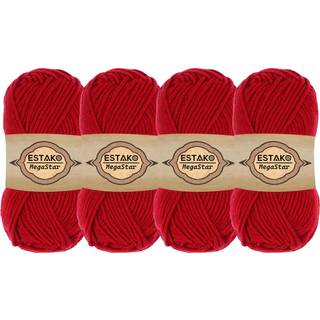 Estako Megastar (4 Skeins Pack) 75% akryl 25% uldgarn Blød tykket voluminøs vægt #5 til hækling og strikning (4 x 3,52 oz) / (4 x 120 år) (63121