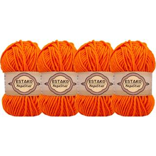 Estako Megastar (4 Skeins Pack) 75% akryl 25% uldgarn Blød tykket voluminøs vægt #5 til hækling og strikning (4 x 3,52 oz) / (4 x 120 år) (62192