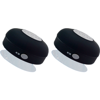 Vandtæt Højtaler med Sugekop til Badet - 2 Stk Sort