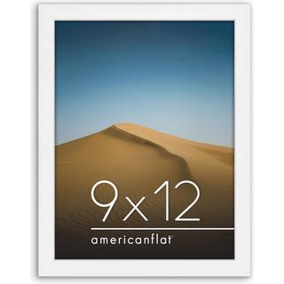 AmericanFlat 9x12 Billedramme i hvidt - konstrueret tr?ramme med knust -resistent glas h?ngende hardware og staffeli til v?g- og bordplade displa