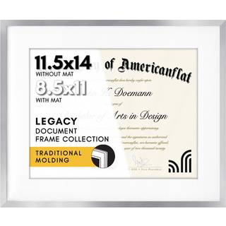 AmericanFlat 11,5x14 Diplomramme med knust -resistent glas - Brug som 8,5x11 ramme med Mat eller 11,5x14 ramme uden mat - Legacy Collection - tyn