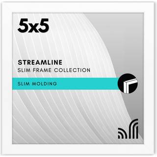 AMERICANFLAT 5X5 Billedramme med knust -resistent glas - Streamline Collection - tynd grænsefotosamme til væg og bordplade - hængende hardware og