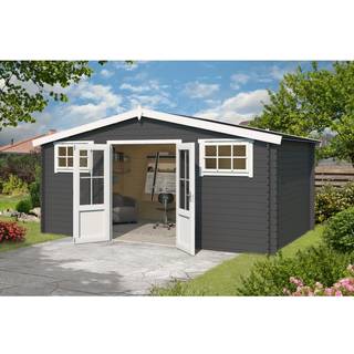 Redskabsskur Redskabsrum Haveskur, anneks i træ Sandvika 4,8x2,92x2,45m, 28mm,13,59m²,Mørkegrå